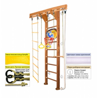 Деревянная шведская стенка Kampfer Wooden Ladder Wall Basketball Shield - купить по специальной цене